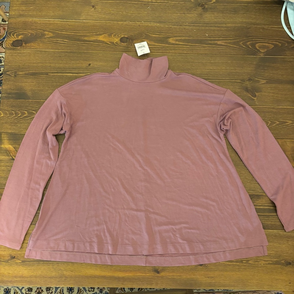 J.Jill Wearever Collection Mock Neck Top Smoky Plum NWT Small Petite Travel Knit - Picture 3 of 11